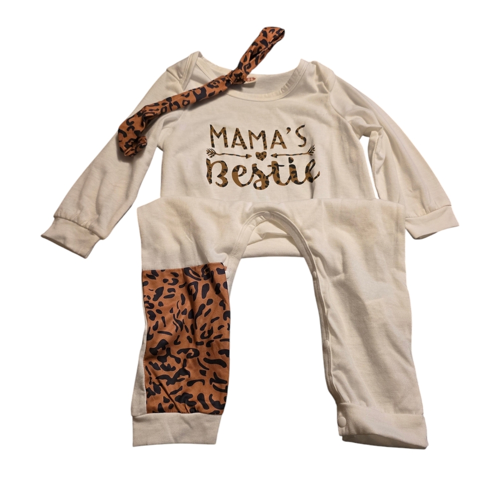 Mama's Bestie Baby Outfit with Leopard Print
